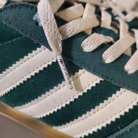 Gucci × Adidas Gazelle Green and White Men's Shoes Size 9.5 - Picture 4 of 9